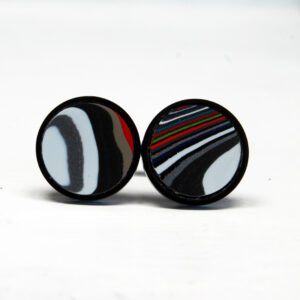 Colorful swirl pattern round cufflinks.