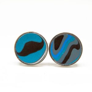 Blue and black wave-patterned cufflinks.