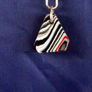 Triangle stone pendant with colorful stripes.