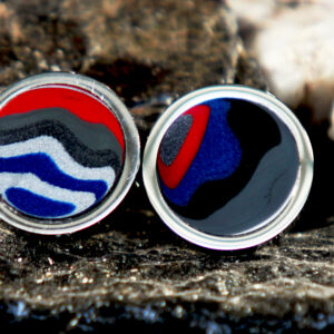 Fordite Cufflinks - 20mm x 4mm Thick - Silver Coated Titanium          (377)