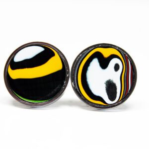 Colorful abstract pattern circular cufflinks.