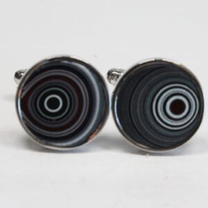 Black and white concentric circle cufflinks.