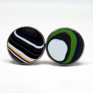 Colorful abstract design round cufflinks.