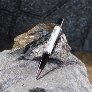 Fordite and Resin Pen - Black/Gun Metal/White     (P001)