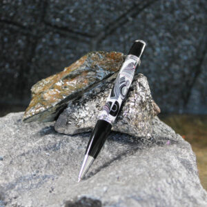 Fordite and Resin Pen - Black/Chrome/White     (P-002)