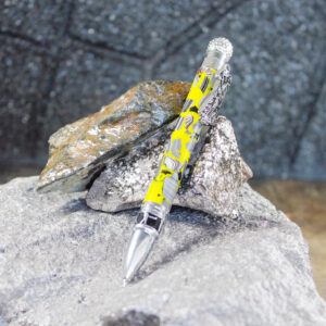 Fordite and Resin Pen - Golf Themed - Chrome/Yellow     (P-004)