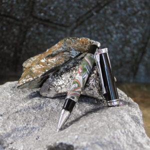 Fordite and Resin Pen - Black/Chrome/Green     (P-008)