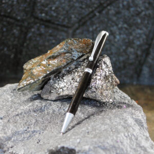Ebony Wood Pen - Brushed Silver/Black     (P-013)
