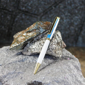 Resin Pen - Gold/Blue/White     (P-019)