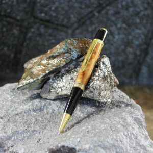Willow Wood Pen - Gold/Black/Brown     (P-020)