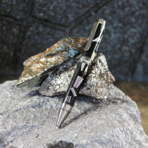 Fordite and Resin Pen - Cigar Style - Chrome/Black     (P-021)
