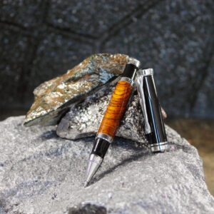 Cocobolo Cross Cut Pen - Black/Chrome/Dark Brown     (P-022)