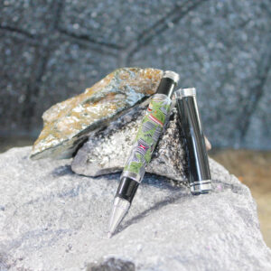 Fordite and Resin Pen - Black/Chrome/Green     (P-023)