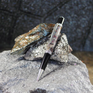 Corvette Fordite and Resin Pen - Black/Chrome/Grey     (P-026)