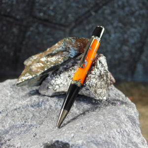 Fordite and Resin Pen - Gun Metal/Black/Orange     (P-029)