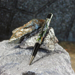 Fordite and Resin Pen - Gun Metal/Black/Green     (P-031)