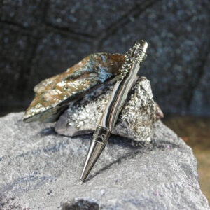 Fordite Pen - Military Fordite - Medical Themed - Gun Metal Color    (P-034)