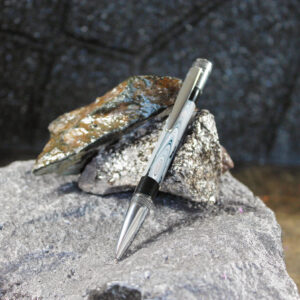Maserati Fordite and Resin Pen - Chrome/Black     (P-035)
