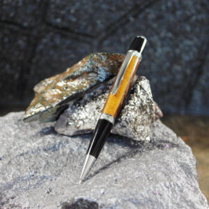Willow / Olive Wood Pen - Chrome/Black/Brown     (P-038)