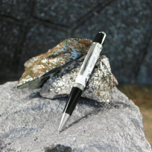Maserati Fordite and Resin Pen - Black/Chrome/White     (P-042)