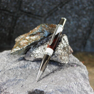 Cocobolo / Resin Pen - Gun Metal/Chrome/White/Brown     (P-044)