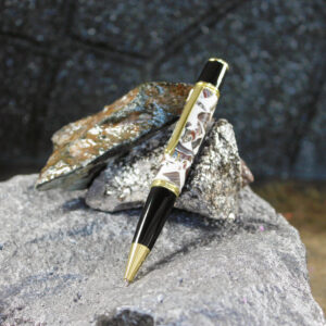 Corvette Fordite and Resin Pen - Gold/Gold Chrome/White     (P-046)