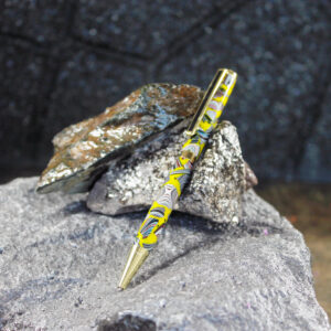 Fordite and Resin Pen - Gold/Yellow     (P-050)