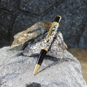 Premium Fordite and Resin Pen - Black/Gold     (P-064)