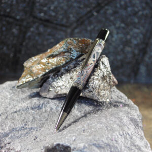 Fordite and Clear Resin Pen - Gun Metal/Black/Clear     (P-067)
