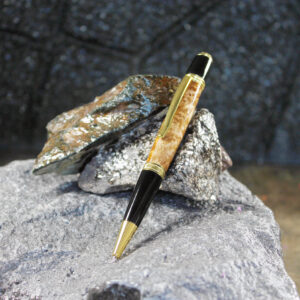 Amboyna Wood - Fuse 2 Pieces Pen - Gold/Black/Brown     (P-070)