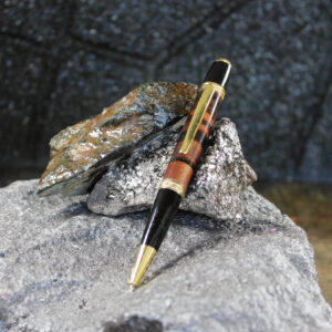 Mun Ebony Wood Pen - Gold/Black/Brown     (P-073)