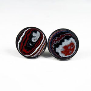 Red and black round gemstone cufflinks.