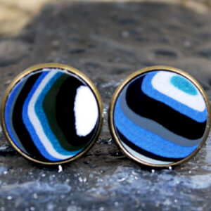 Fordite Cufflinks - 18mm x 1mm Thick - Brass           (C-511)