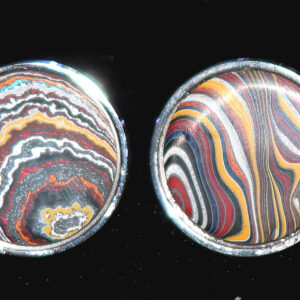 Fordite Cufflinks-Corvette Fordite-20mm-Silver Colored Titanium-2 mm Thick  (C-487)