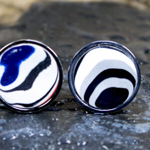 Fordite Cufflinks - 18mm - Silver Colored Titanium - 2 mm Thick  (C-495)