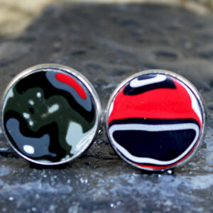 Fordite Cufflinks - 18mm x 1mm Thick - Stainless Steel           (C-500)