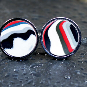 Fordite Cufflinks - 18mm - Silver Colored Titanium - 2 mm Thick  (C-514)