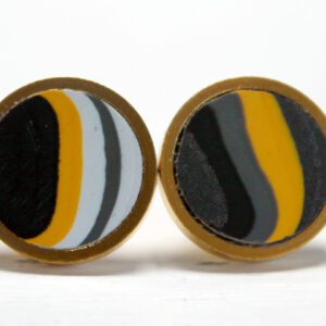 Pair of round striped enamel cufflinks