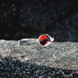 Silver bracelet with red and black enamel
