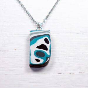 Abstract teal and black pendant necklace