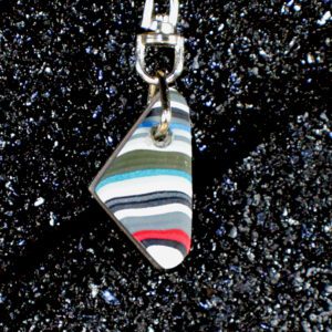 Multicolored striped pendant on silver chain