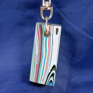 Rectangular multicolored layered resin keychain pendant