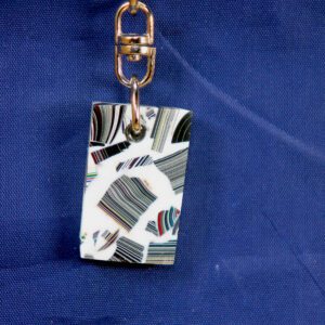 Marbled striped rectangular keychain pendant