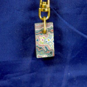 Marbled rectangular pendant with gold clasp