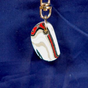 Polished marbled metal keychain pendant