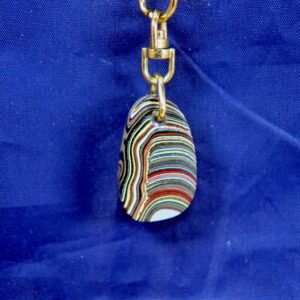 Multicolored layered stone pendant keychain