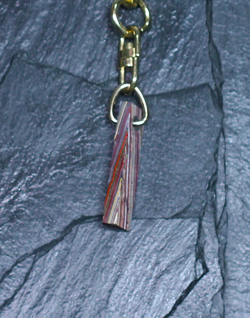 Fordite Keychain - Corvette Fordite - 35.31mm x 9.95mm x 7.83mm (3246)