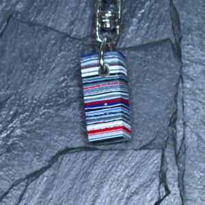 Fordite Keychain - Premium Fordite - 29.45mm x 13.01mm x 8.28mm     (3247)