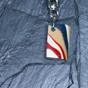 Fordite Keychain - Premium Fordite - 27.11mm x 18.24mm x 8.03mm     (3248)