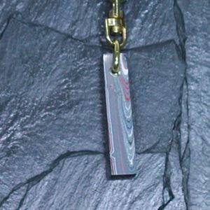 Fordite Keychain - Corvette Fordite - 40.85mm x 8.46mm x 7.52mm     (3250)